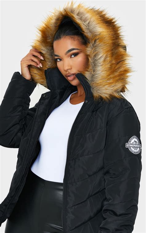 Quilted Faux Fur Hooded Coat 